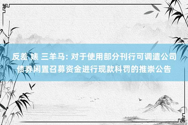 反差 婊 三羊马: 对于使用部分刊行可调遣公司债券闲置召募资金进行现款科罚的推崇公告