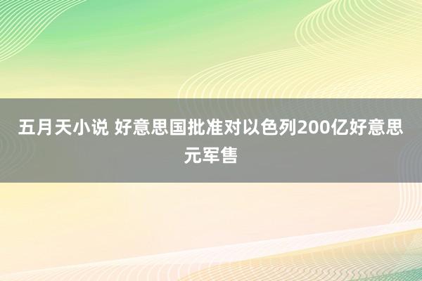 五月天小说 好意思国批准对以色列200亿好意思元军售