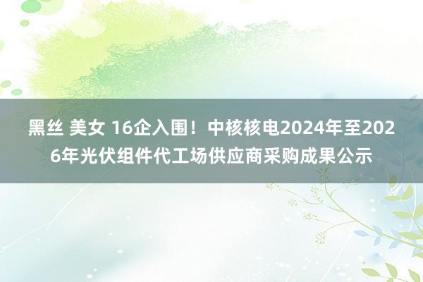 黑丝 美女 16企入围！中核核电2024年至2026年光伏组件代工场供应商采购成果公示