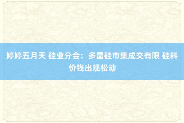 婷婷五月天 硅业分会：多晶硅市集成交有限 硅料价钱出现松动