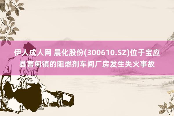 伊人成人网 晨化股份(300610.SZ)位于宝应县曹甸镇的阻燃剂车间厂房发生失火事故