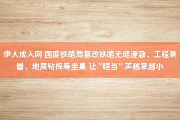 伊人成人网 国度铁路局篡改铁路无缝澄澈、工程测量、地质钻探等圭臬 让“哐当”声越来越小