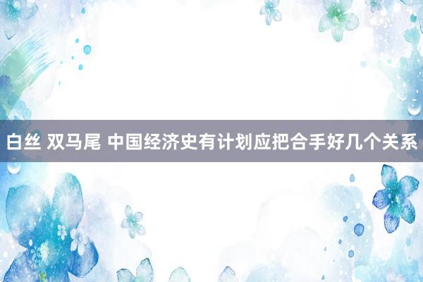 白丝 双马尾 中国经济史有计划应把合手好几个关系