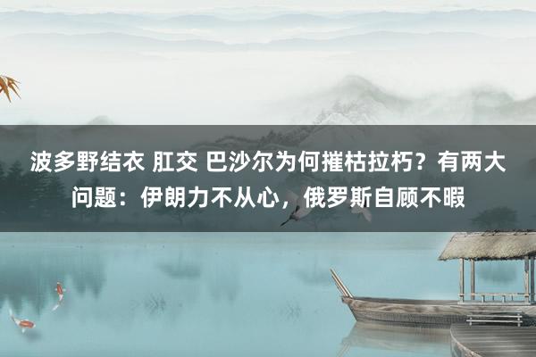 波多野结衣 肛交 巴沙尔为何摧枯拉朽？有两大问题：伊朗力不从心，俄罗斯自顾不暇