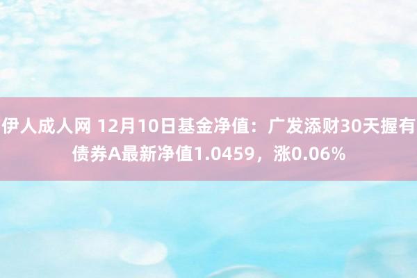 伊人成人网 12月10日基金净值：广发添财30天握有债券A最新净值1.0459，涨0.06%