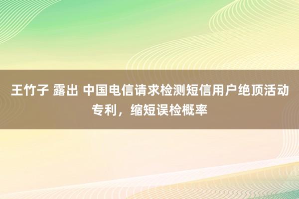 王竹子 露出 中国电信请求检测短信用户绝顶活动专利，缩短误检概率