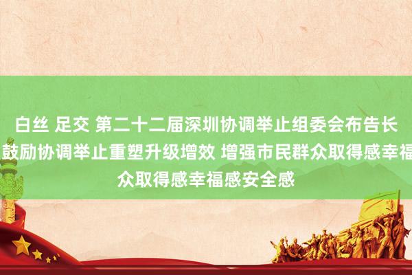 白丝 足交 第二十二届深圳协调举止组委会布告长会议举行 鼓励协调举止重塑升级增效 增强市民群众取得感幸福感安全感