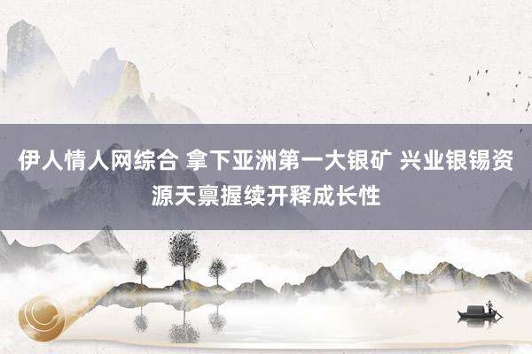 伊人情人网综合 拿下亚洲第一大银矿 兴业银锡资源天禀握续开释成长性