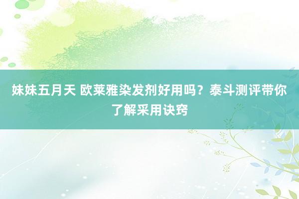 妹妹五月天 欧莱雅染发剂好用吗？泰斗测评带你了解采用诀窍