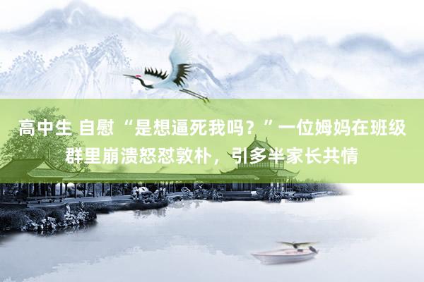 高中生 自慰 “是想逼死我吗？”一位姆妈在班级群里崩溃怒怼敦朴，引多半家长共情