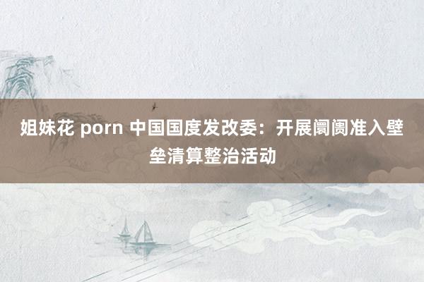 姐妹花 porn 中国国度发改委：开展阛阓准入壁垒清算整治活动