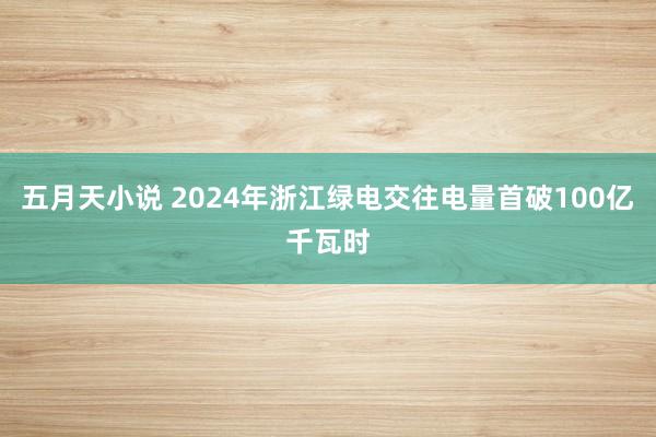 五月天小说 2024年浙江绿电交往电量首破100亿千瓦时