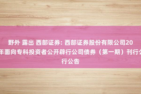 野外 露出 西部证券: 西部证券股份有限公司2025年面向专科投资者公开辟行公司债券（第一期）刊行公告