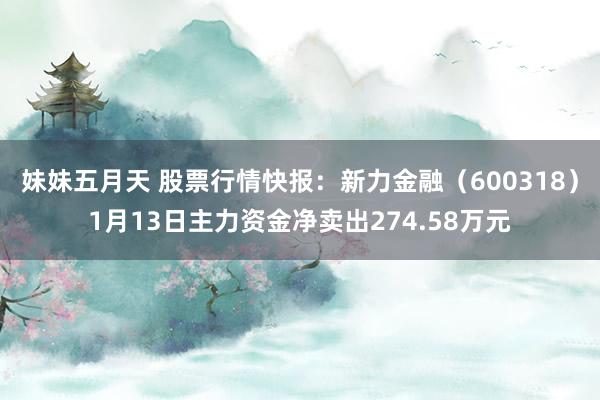 妹妹五月天 股票行情快报：新力金融（600318）1月13日主力资金净卖出274.58万元